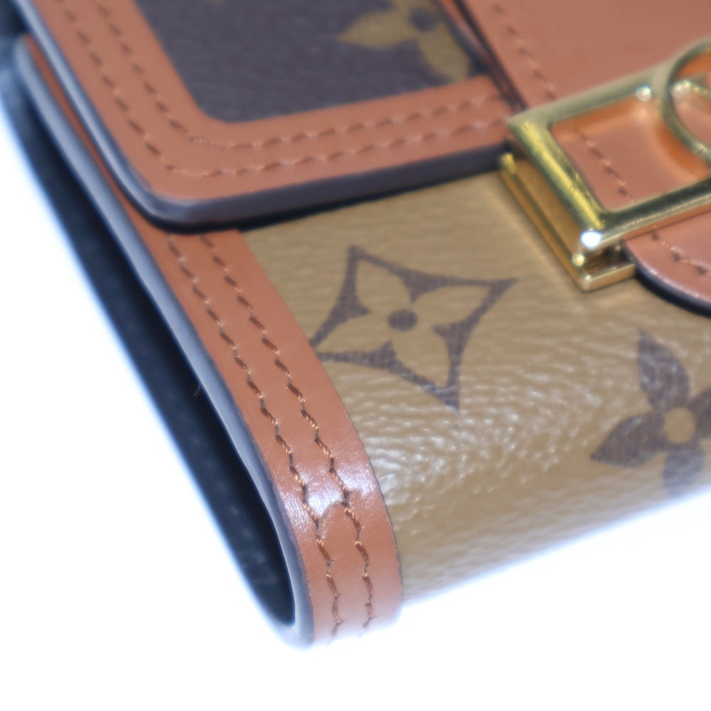 LOUIS VUITTON(ルイヴィトン) モノグラムリバース ポルトフォイユドーフィーヌ コンパクトウォレット 三つ折り財布 コインケース ブラウン PVC M68725 ゴールド金具