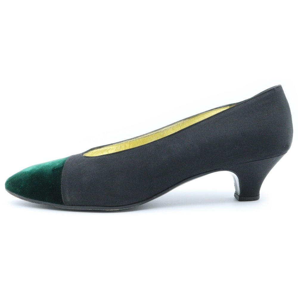 CHANEL(シャネル) ベロア ベルベット 切り替え サテン ヒール パンプス