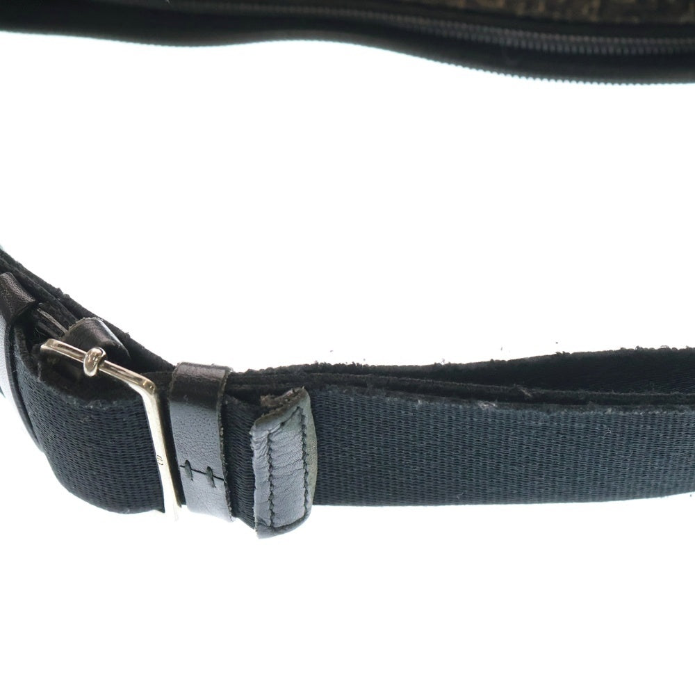 Christian Dior(クリスチャンディオール) トロッター ショルダー ハンドバッグ ワンショルダーバッグ ブラック レザー×キャンバス シルバー金具