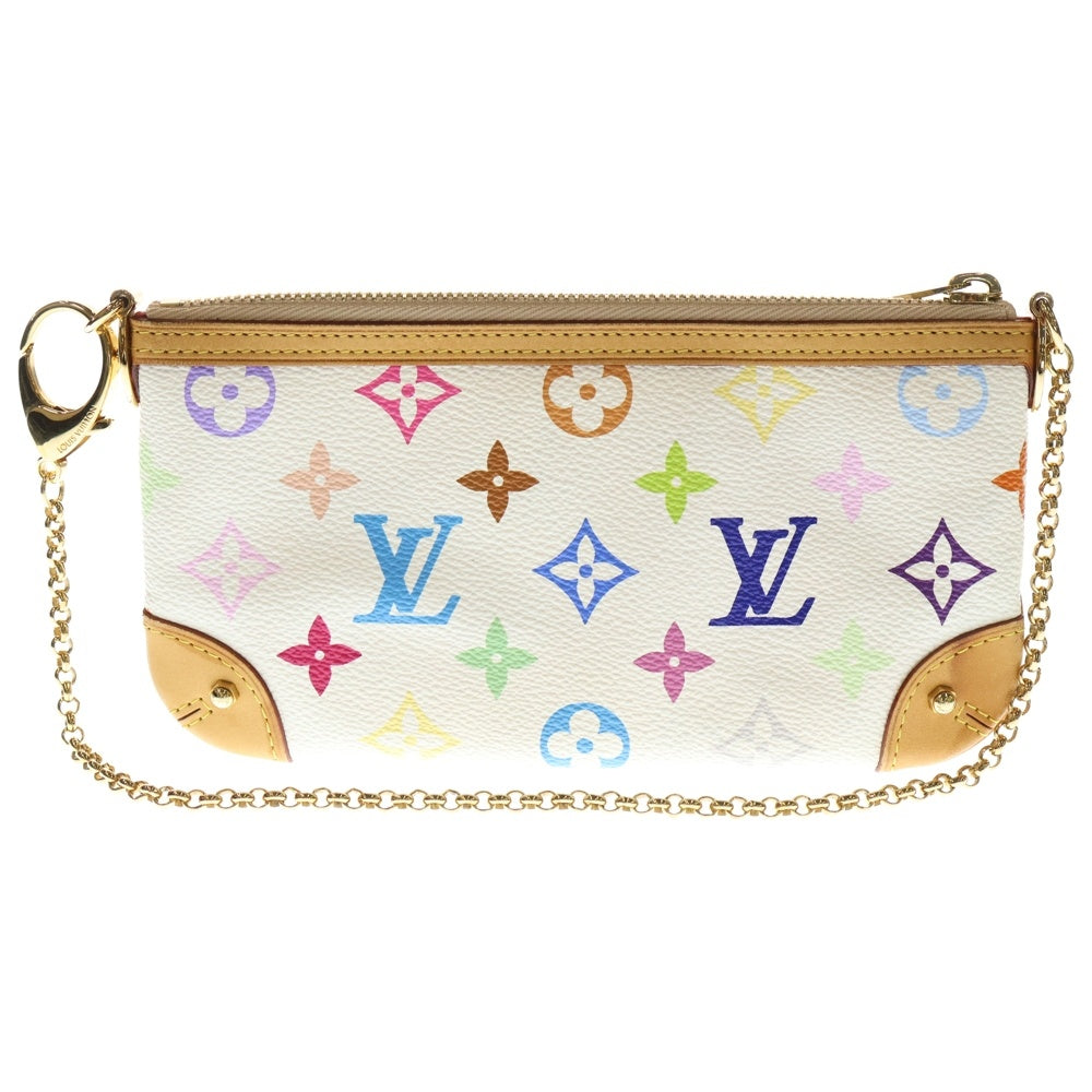 CHANEL(シャネル) ポシェット ミラMM モノグラム マルチカラー PVC レザー アクセサリーポーチ ハンドバッグ ゴールド金具 ホワイト/ブラウン M60096