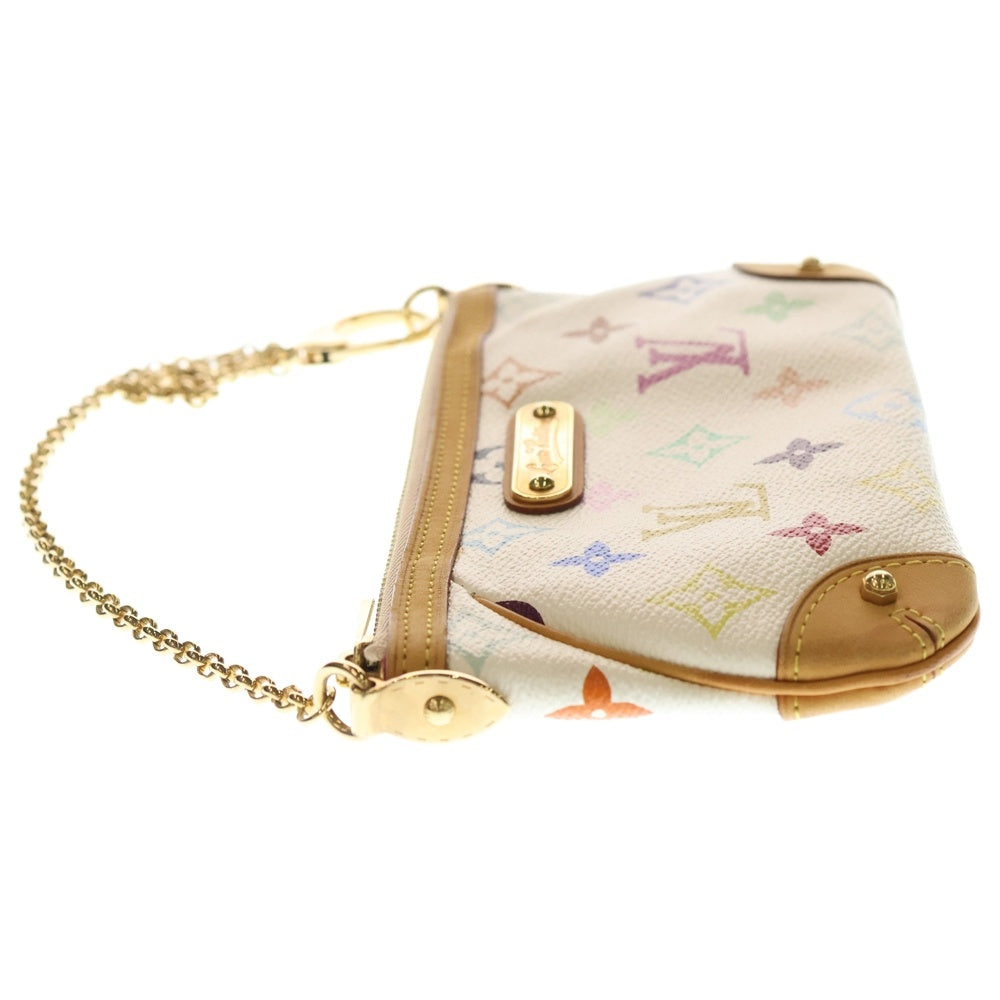 CHANEL(シャネル) ポシェット ミラMM モノグラム マルチカラー PVC レザー アクセサリーポーチ ハンドバッグ ゴールド金具 ホワイト/ブラウン M60096