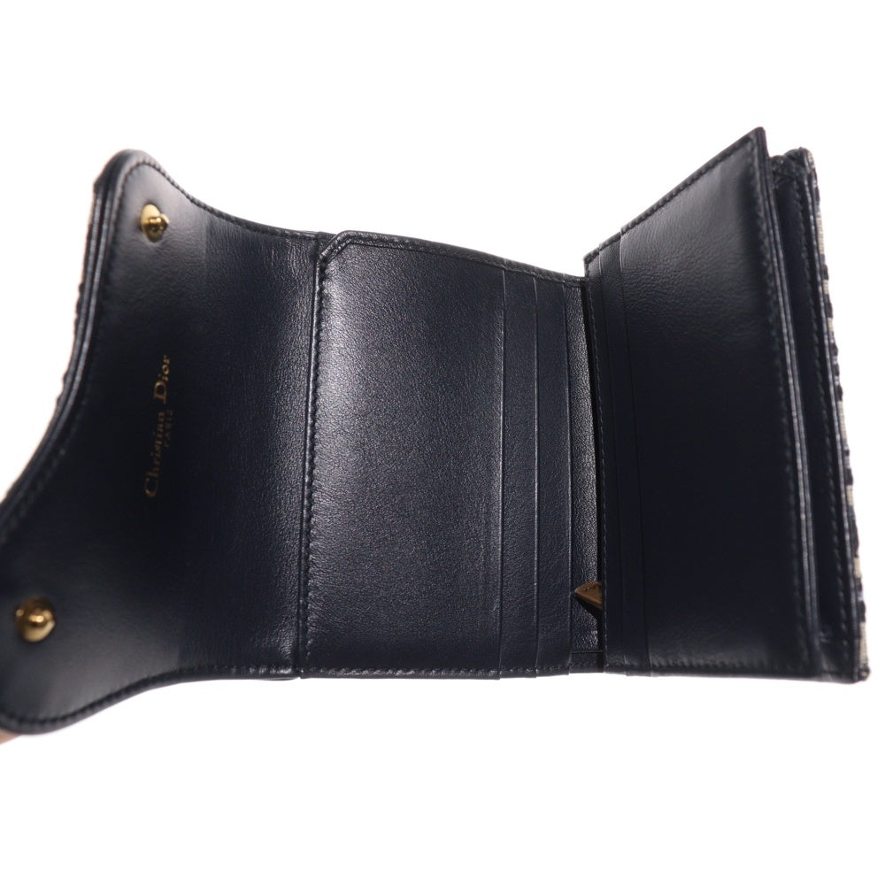 Christian Dior(クリスチャンディオール) サドル 三つ折り財布 ウォレット オブリーク キャンバス ネイビー