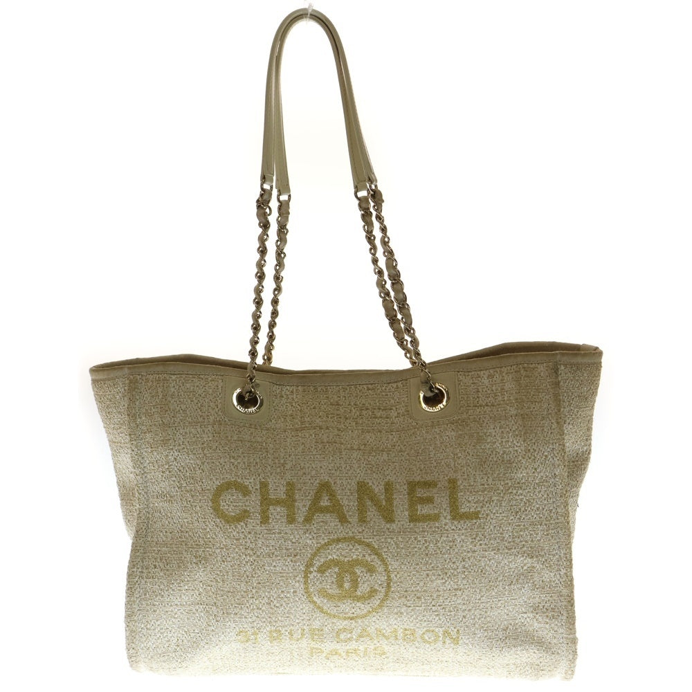 CHANEL(シャネル) ドーヴィル トートバッグ ハンドバッグ アイボリー ゴールド金具