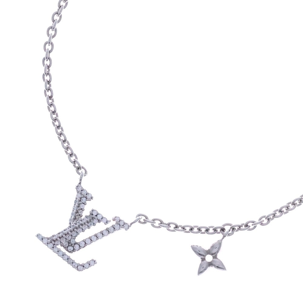 LOUIS VUITTON(ルイヴィトン) LVアイコニックロゴ ラインストーン ネックレス ペンダント チェーン シルバー M02751