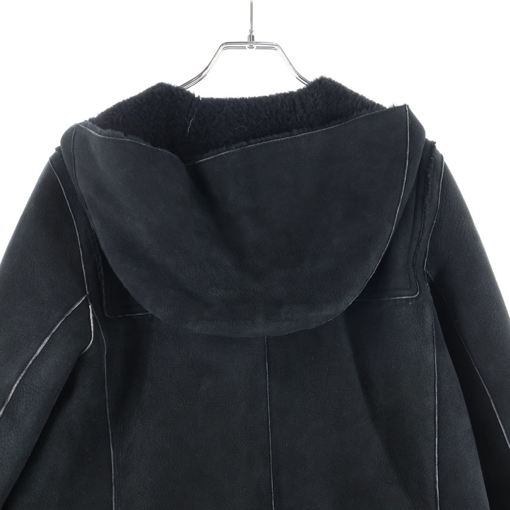 BURBERRY(バーバリー) ムートン スエード ラムレザー ボアライニング トグルボタン ダッフルコート ブラック レディース FR095-733-09