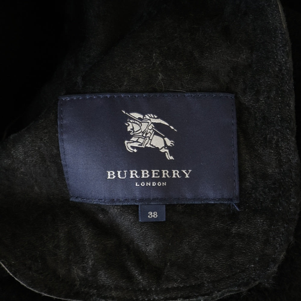 BURBERRY(バーバリー) ムートン スエード ラムレザー ボアライニング トグルボタン ダッフルコート ブラック レディース FR095-733-09