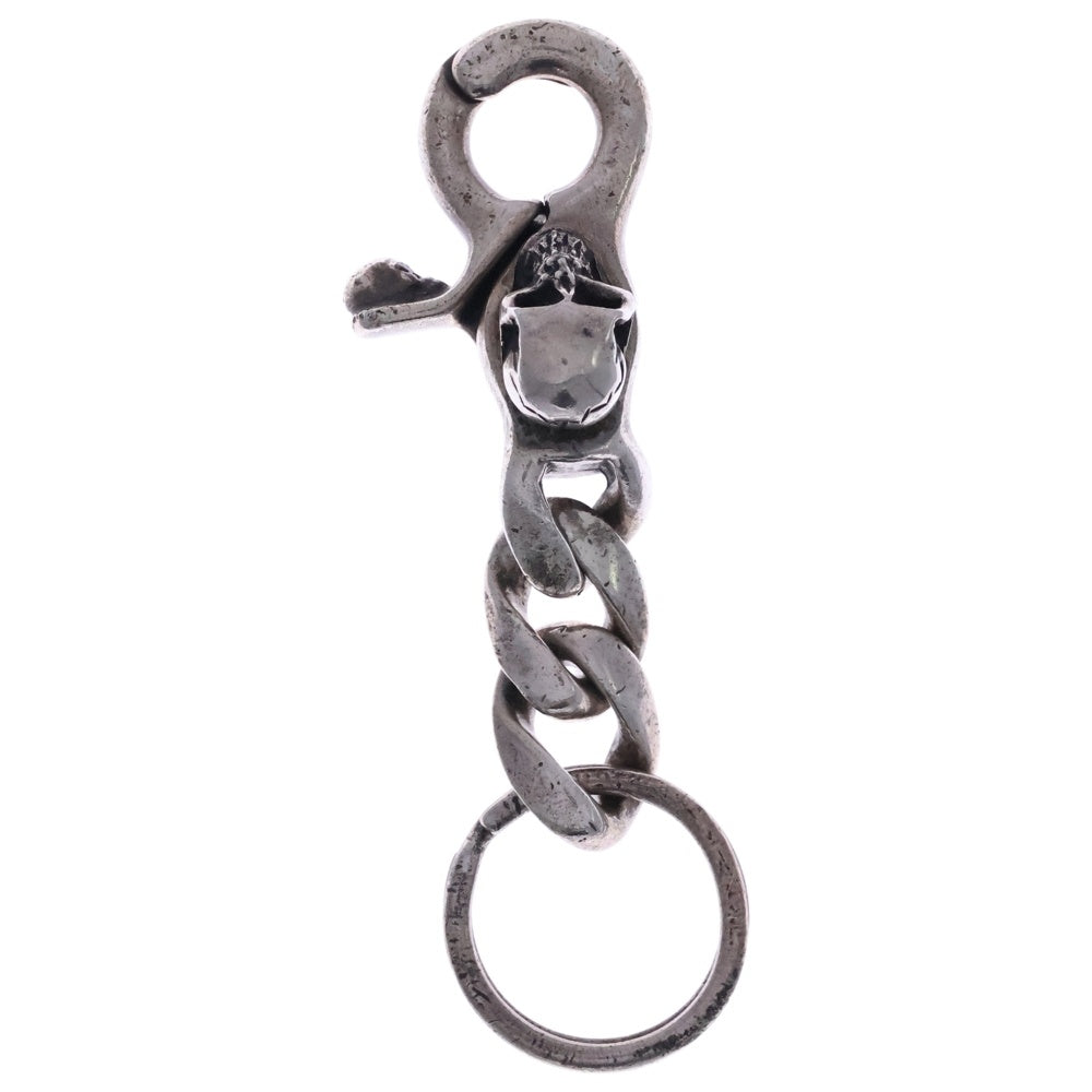 STANLEY GUESS(スタンリーゲス) Wスカルモチーフ ルビーキーチェーン キーリング シルバー