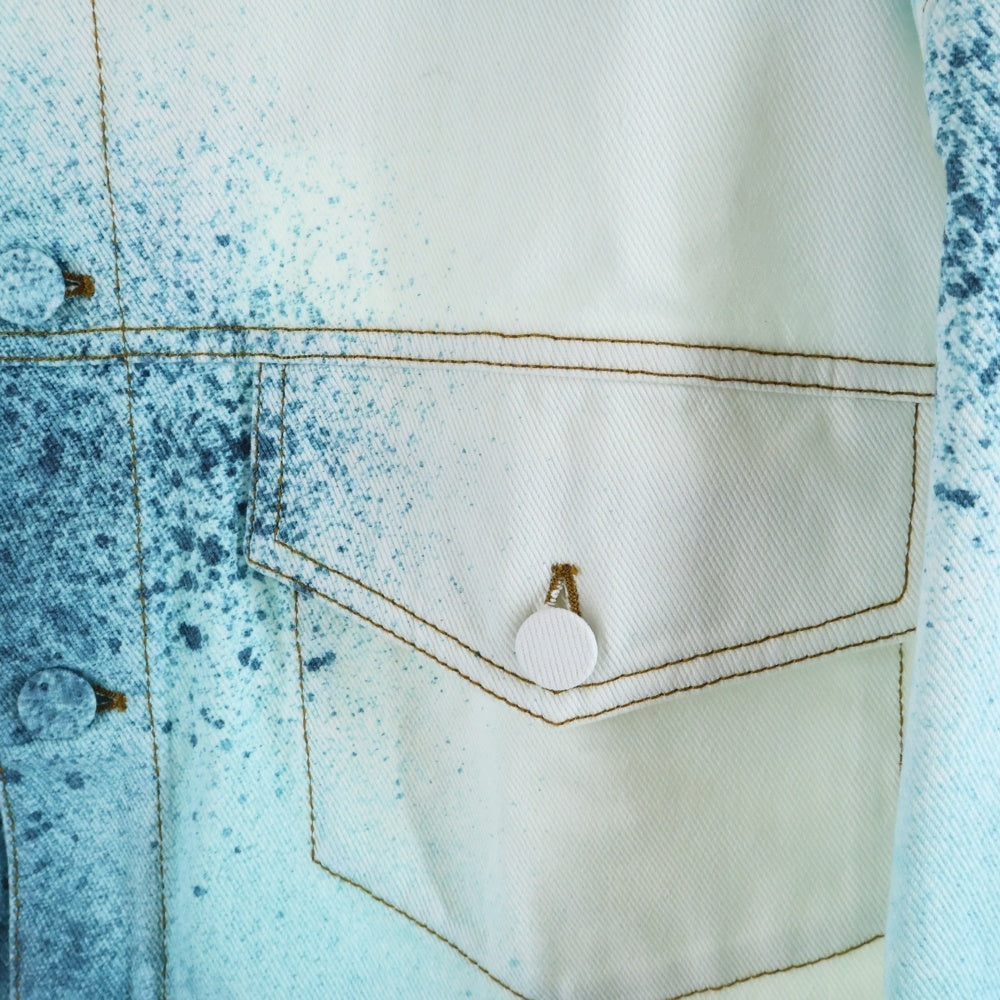 LOUIS VUITTON(ルイヴィトン) 23SS LVスプレー レザーパッチ モノグラム デニム トラッカージャケット ホワイト/ブルー RM231M U14 HOA10W