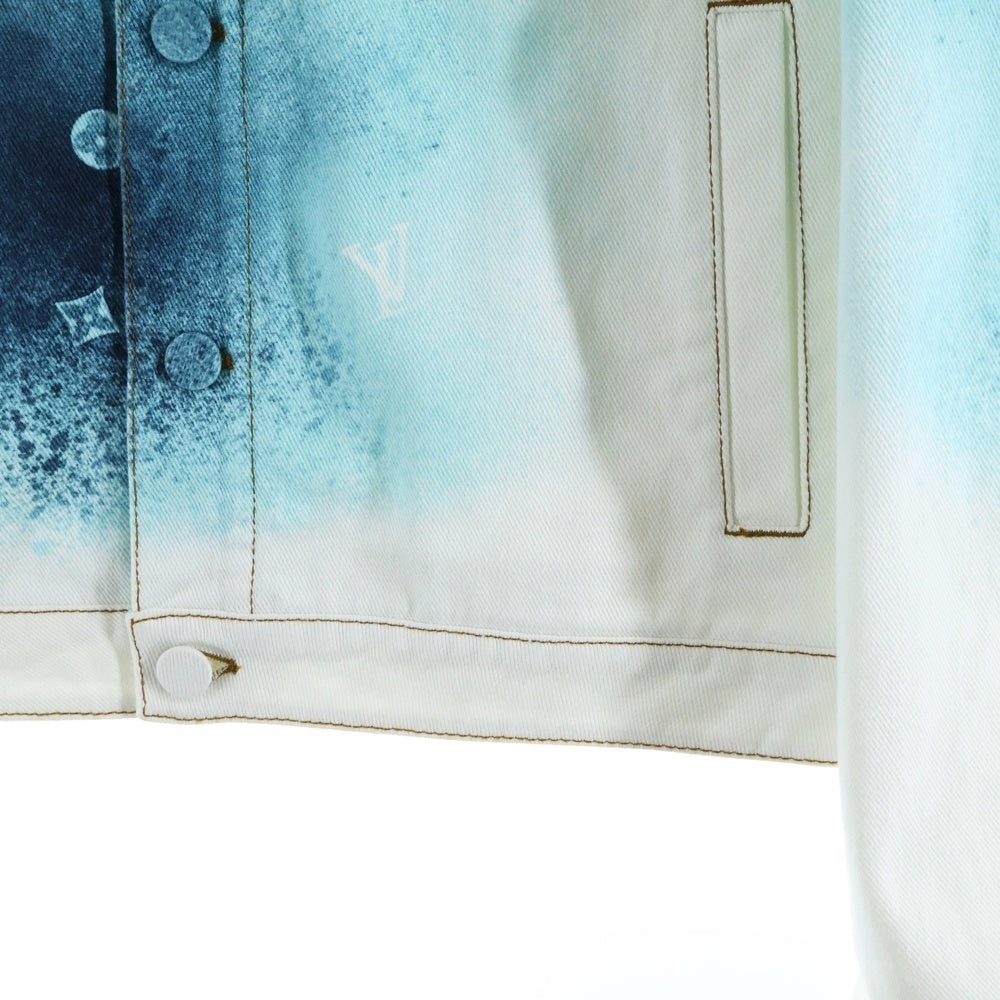 LOUIS VUITTON(ルイヴィトン) 23SS LVスプレー レザーパッチ モノグラム デニム トラッカージャケット ホワイト/ブルー RM231M U14 HOA10W