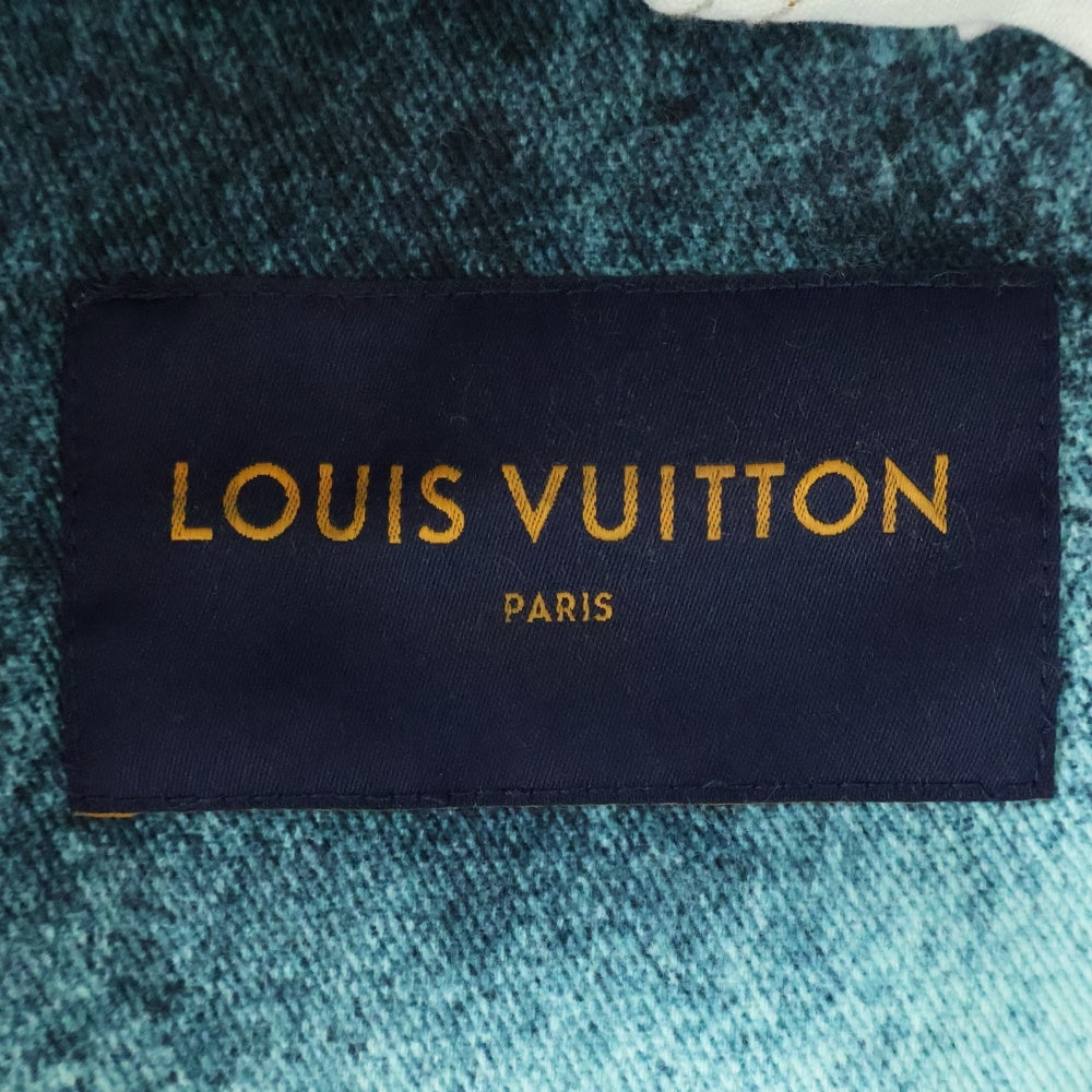 LOUIS VUITTON(ルイヴィトン) 23SS LVスプレー レザーパッチ モノグラム デニム トラッカージャケット ホワイト/ブルー RM231M U14 HOA10W