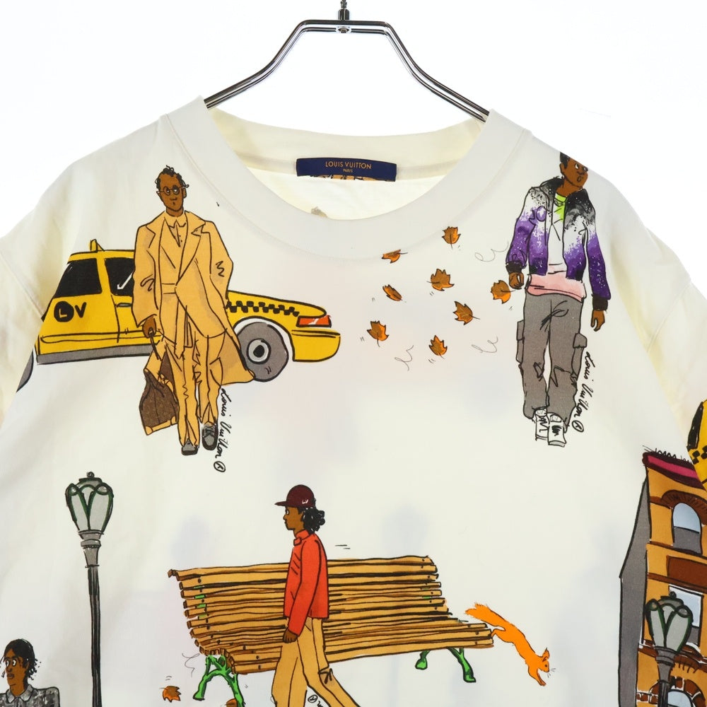 LOUIS VUITTON(ルイヴィトン) 19AW ニューウォーカーズヴァージアル 総柄プリント クルーネック 半袖Tシャツ カットソー ホワイト RM192 NPG HHY91W
