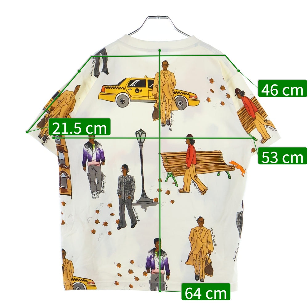 LOUIS VUITTON(ルイヴィトン) 19AW ニューウォーカーズヴァージアル 総柄プリント クルーネック 半袖Tシャツ カットソー ホワイト RM192 NPG HHY91W