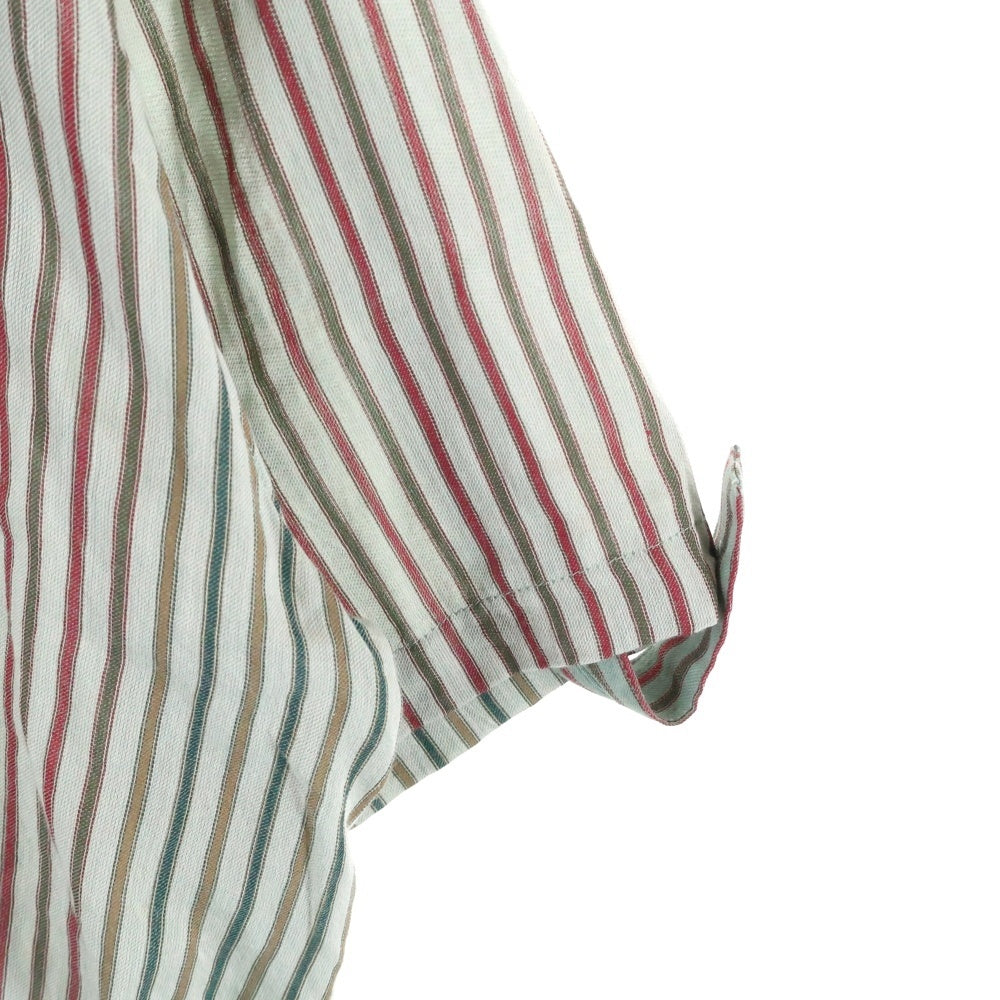 LOEWE(ロエベ) Paula's Ibiza パウラズイビザ ストライプ総柄 マルチカラー ポケット 半袖シャツ グリーン/レッド H616Y05X11