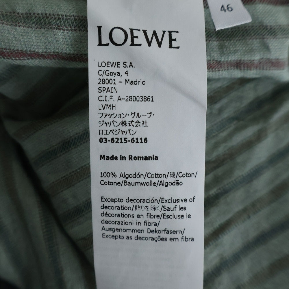 LOEWE(ロエベ) Paula's Ibiza パウラズイビザ ストライプ総柄 マルチカラー ポケット 半袖シャツ グリーン/レッド H616Y05X11