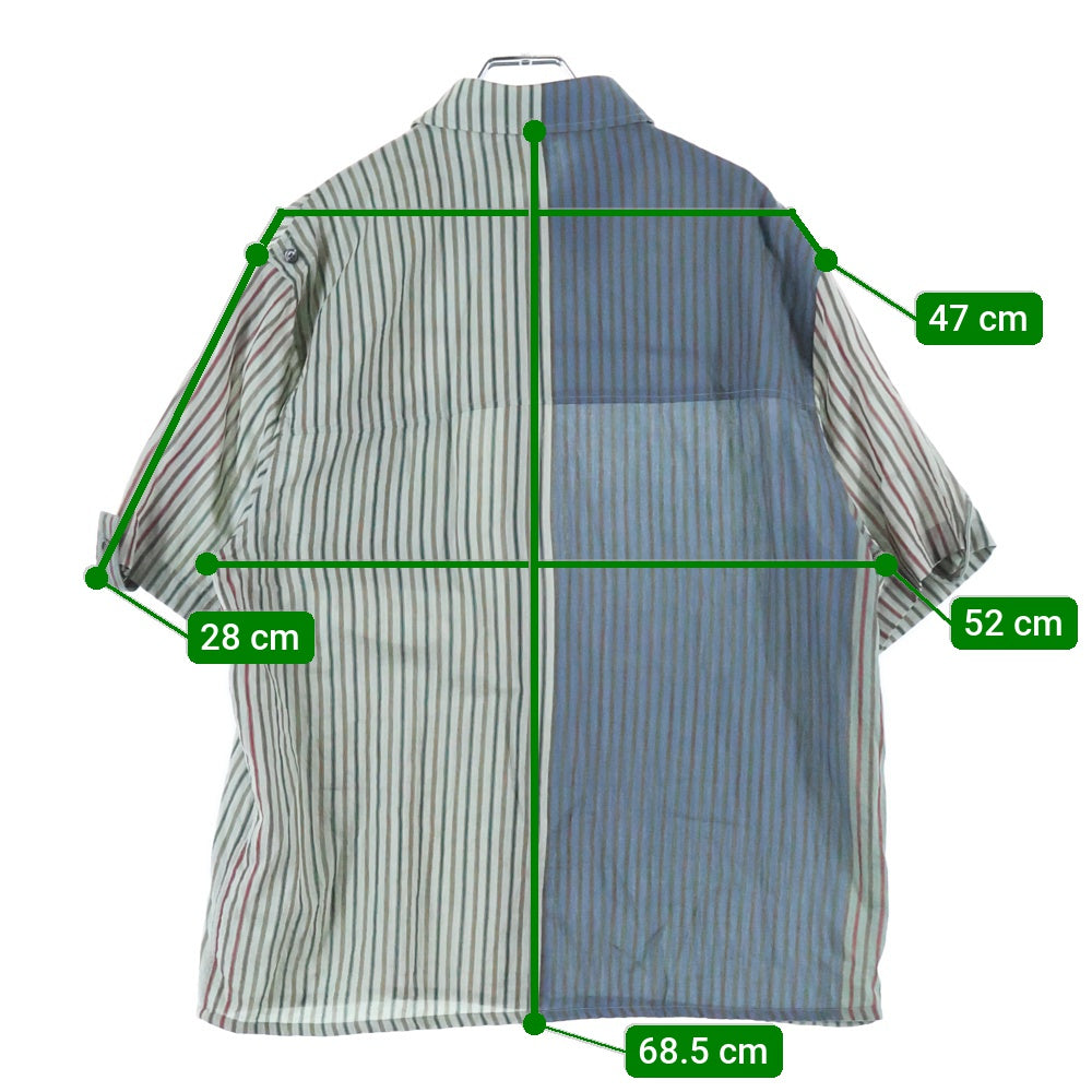 LOEWE(ロエベ) Paula's Ibiza パウラズイビザ ストライプ総柄 マルチカラー ポケット 半袖シャツ グリーン/レッド H616Y05X11