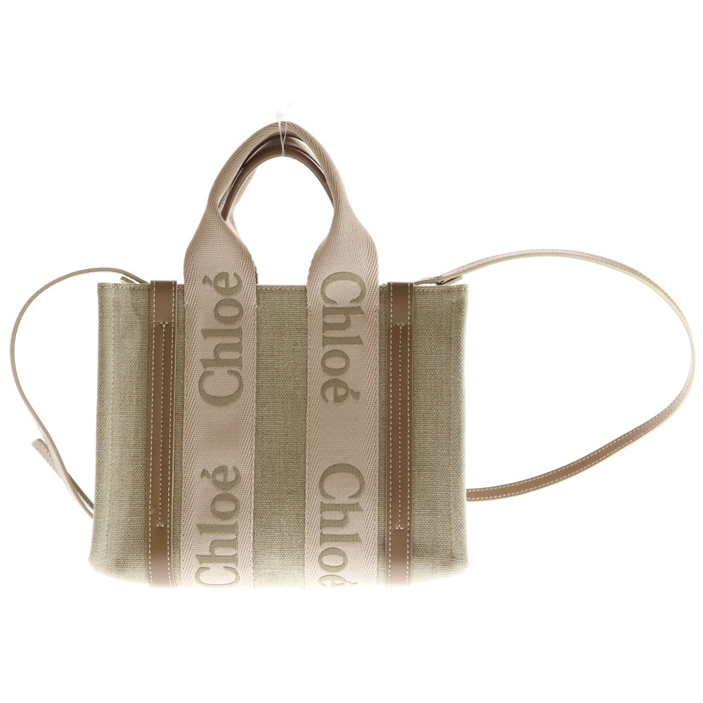 Chloe(クロエ) ウッディ スモール トートバッグ ハンドバッグ ベージュ キャンバス