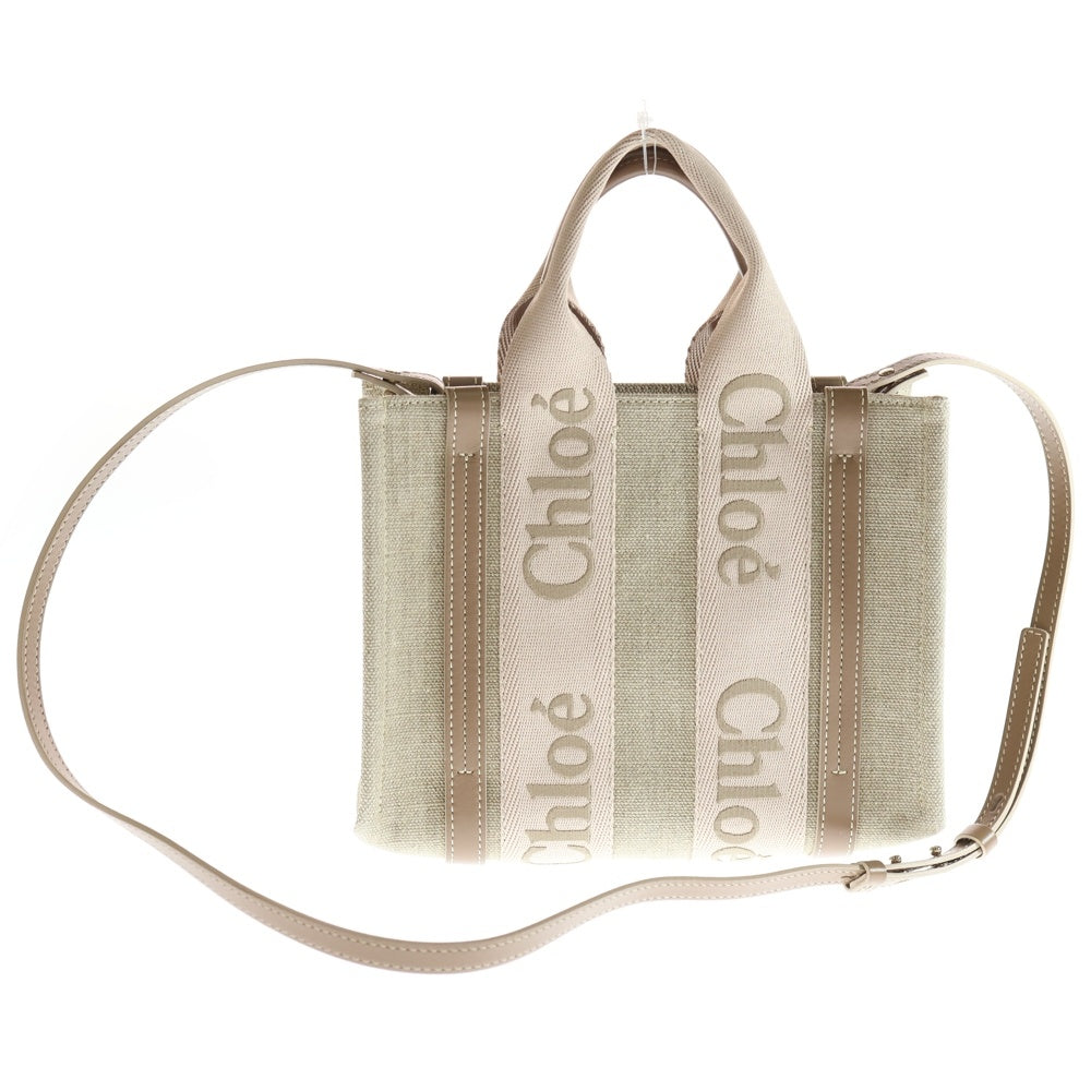 Chloe(クロエ) ウッディ スモール トートバッグ ハンドバッグ ベージュ キャンバス