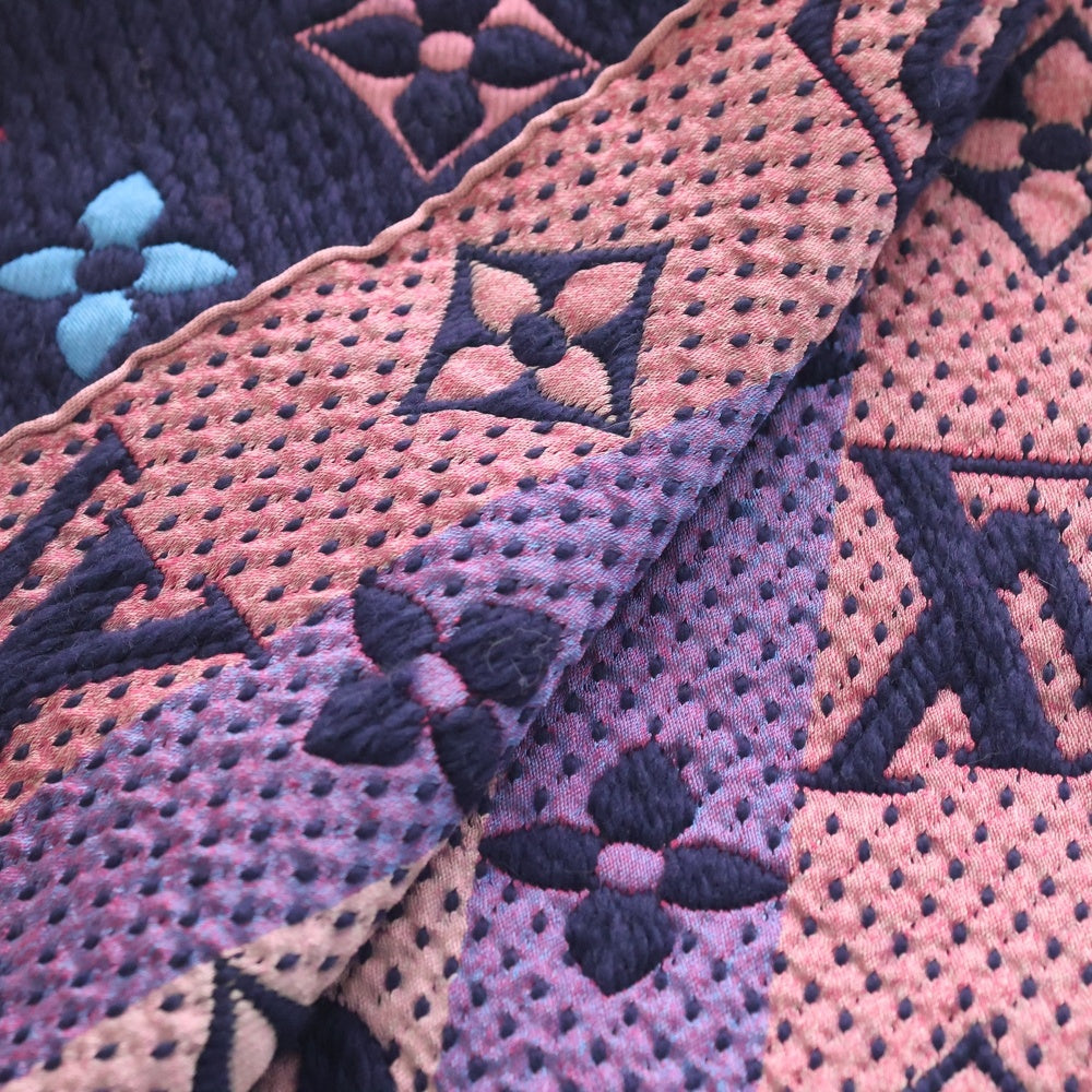 LOUIS VUITTON(ルイヴィトン) モノグラム エシャルプ ロゴマニア レインボー フリンジ付シルク混ウールマフラー ネイビー/マルチカラー M70899 レディース