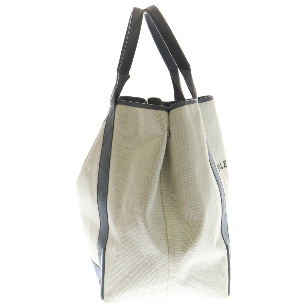 BALENCIAGA(バレンシアガ) ネイビーカバスM トートバッグ ハンドバッグ グレー×ホワイト キャンバス×レザー 339936 シルバー金具