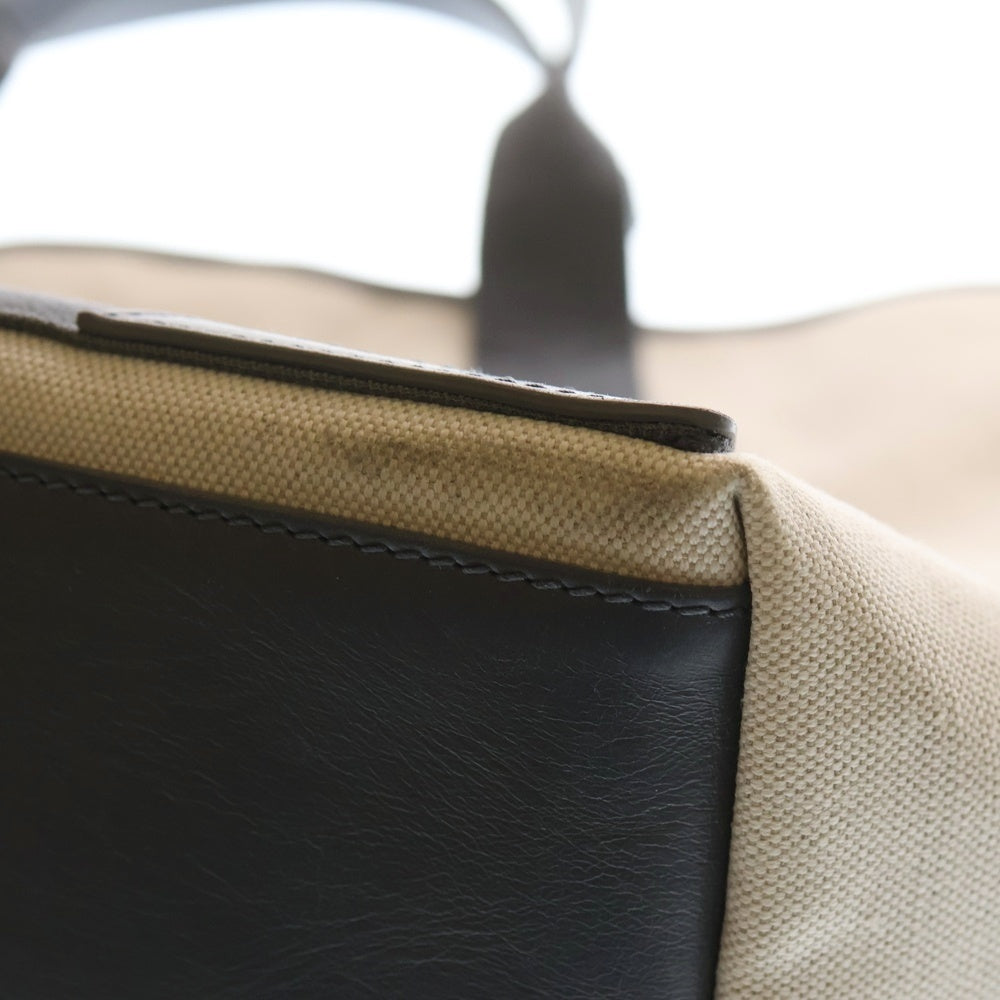 BALENCIAGA(バレンシアガ) ネイビーカバスM トートバッグ ハンドバッグ グレー×ホワイト キャンバス×レザー 339936 シルバー金具