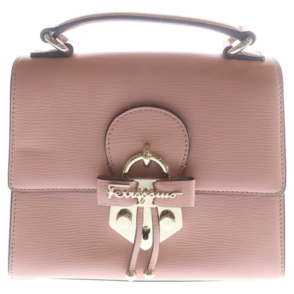 FERRAGAMO(フェラガモ) ヴァラ ハンドバッグ ピンク レザー ゴールド金具 レディース