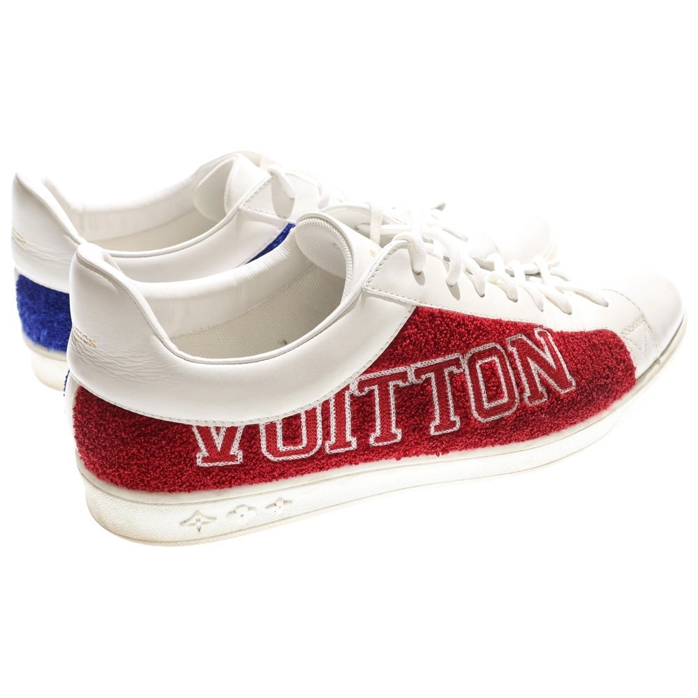 LOUIS VUITTON(ルイヴィトン) ルクセンブルグライン ロゴ刺繍 パイル レザー レースアップ ローカットシューズ スニーカー ホワイト/レッド/ブルー