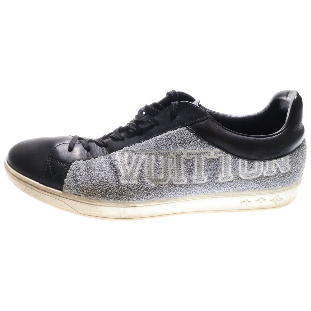 LOUIS VUITTON(ルイヴィトン) ルクセンブルグライン ロゴ刺繍 パイル レザー レースアップ ローカットシューズ スニーカー ブラック/グレー 1A4N6B