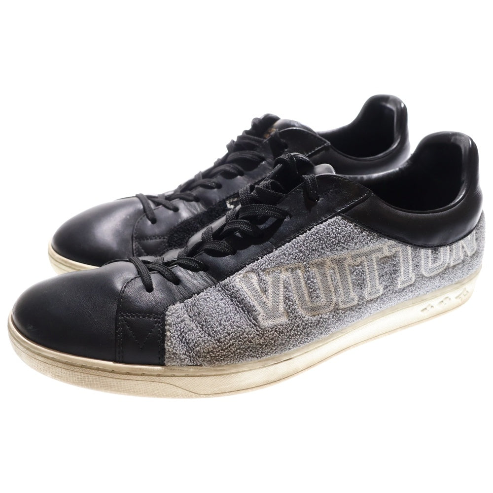 LOUIS VUITTON(ルイヴィトン) ルクセンブルグライン ロゴ刺繍 パイル レザー レースアップ ローカットシューズ スニーカー ブラック/グレー 1A4N6B