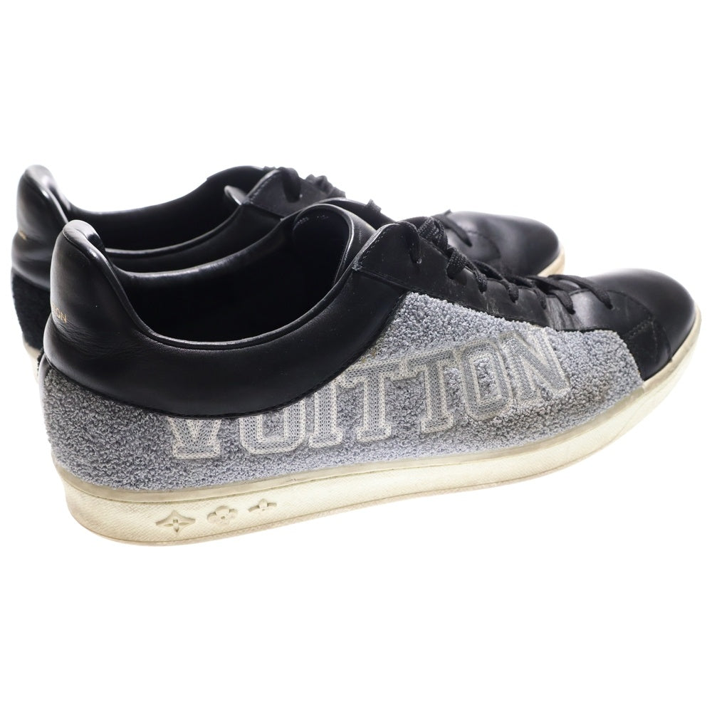 LOUIS VUITTON(ルイヴィトン) ルクセンブルグライン ロゴ刺繍 パイル レザー レースアップ ローカットシューズ スニーカー ブラック/グレー 1A4N6B