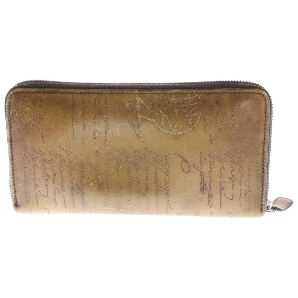 Berluti(ベルルッティ) カリグラフィ イタウバ ロングジップウォレット ブラウン レザー 長財布 レディース