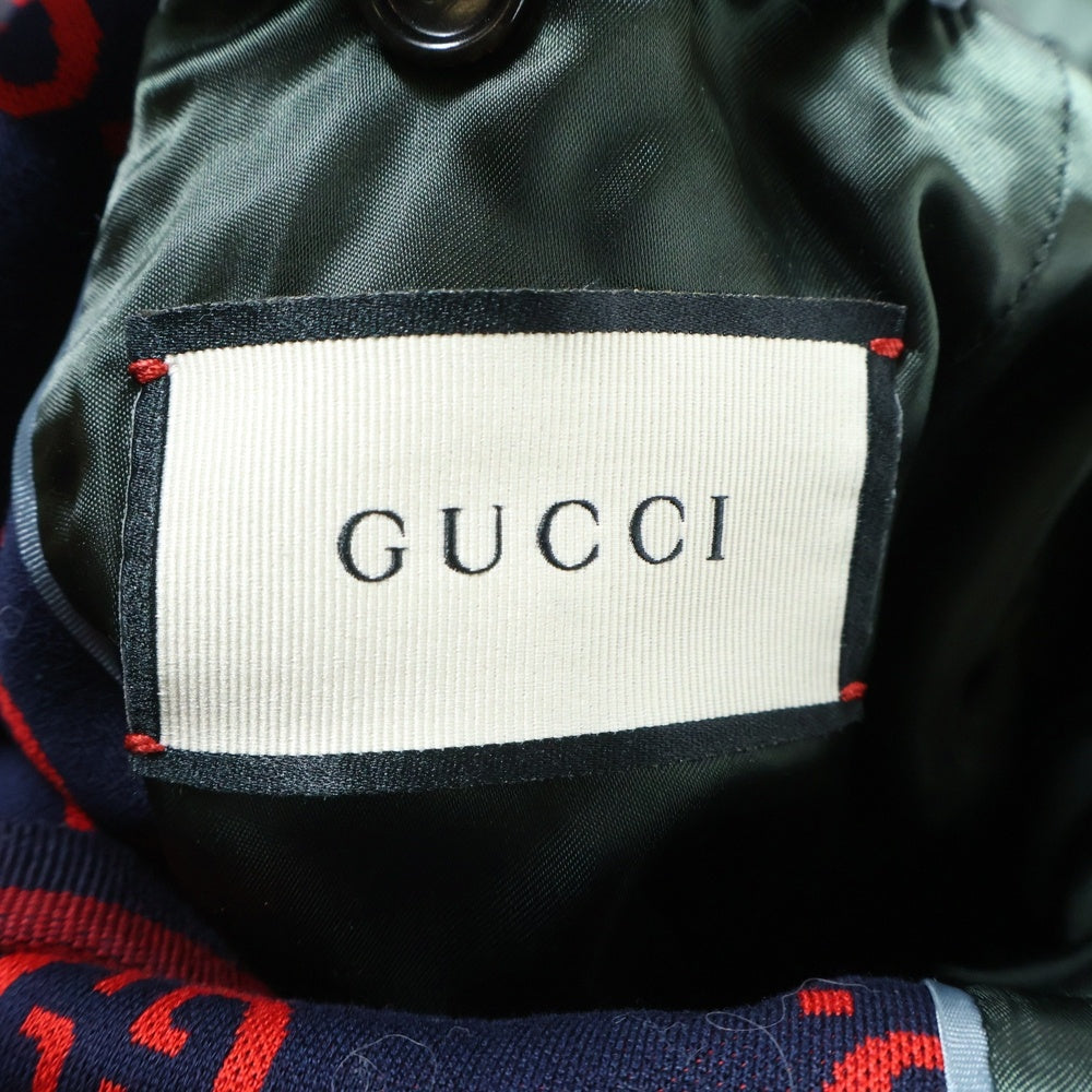 GUCCI(グッチ) 18SS GG総柄ジャガード 2B テーラードジャケット ネイビー/レッド 495218