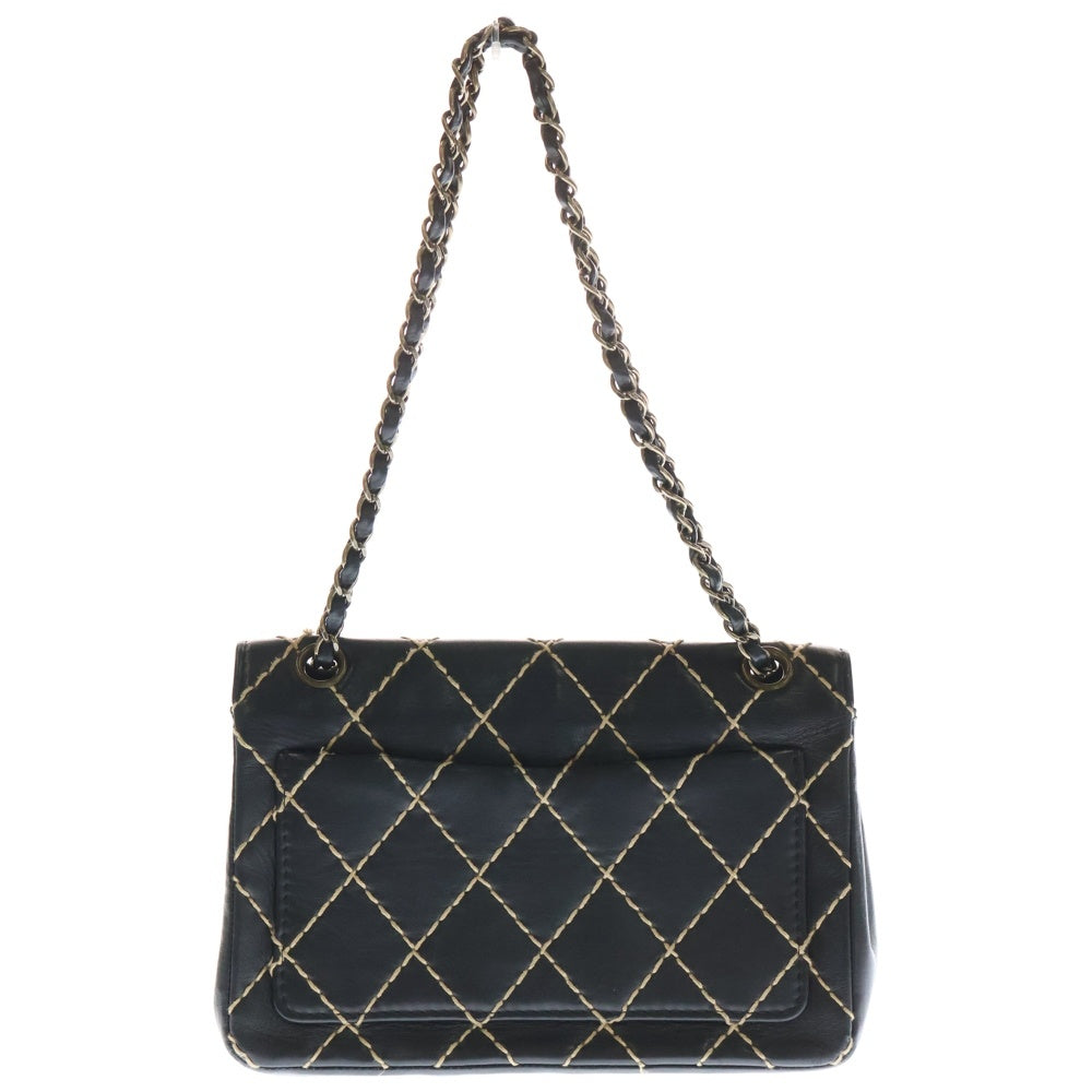 CHANEL(シャネル) シャネル ワイルドステッチ チェーンショルダーバッグ ハンドバッグ S/S ブラック シルバー金具 ラムスキン レディース