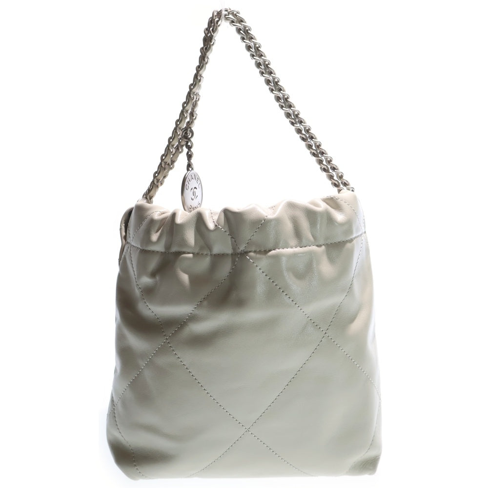 CHANEL(シャネル) シャネル22 ミニ ロゴプレート カーフスキン レザー ショルダーバッグ ゴールド金具 アイボリー AS3980