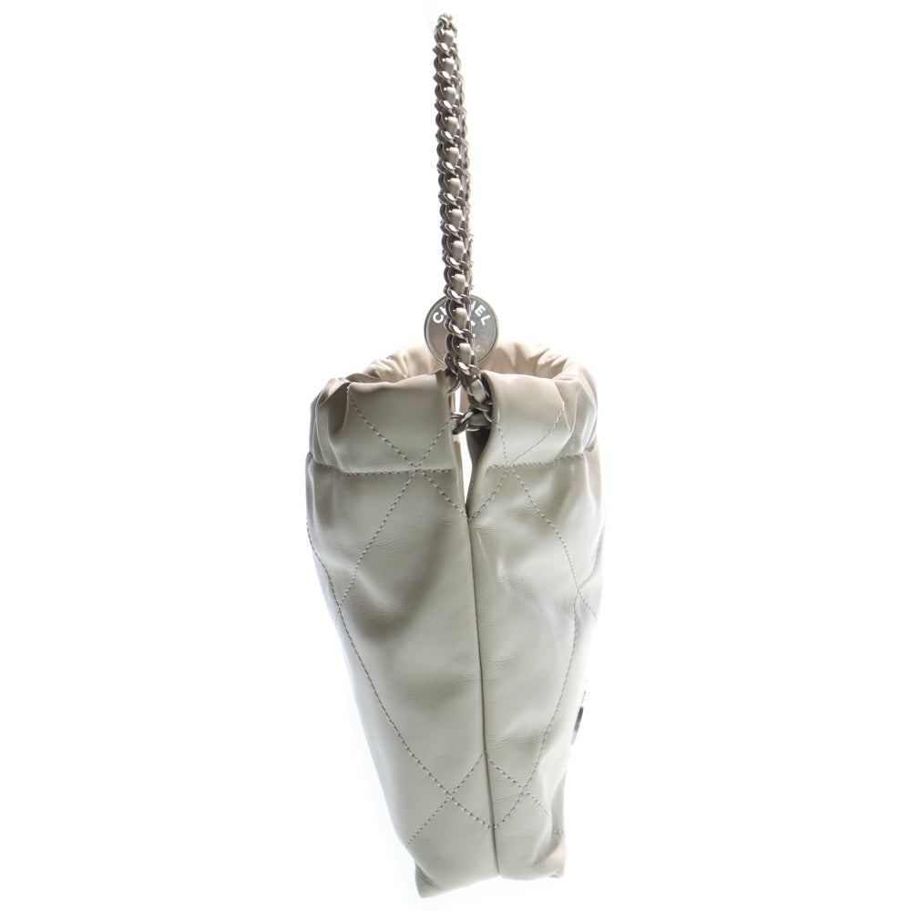 CHANEL(シャネル) シャネル22 ミニ ロゴプレート カーフスキン レザー ショルダーバッグ ゴールド金具 アイボリー AS3980