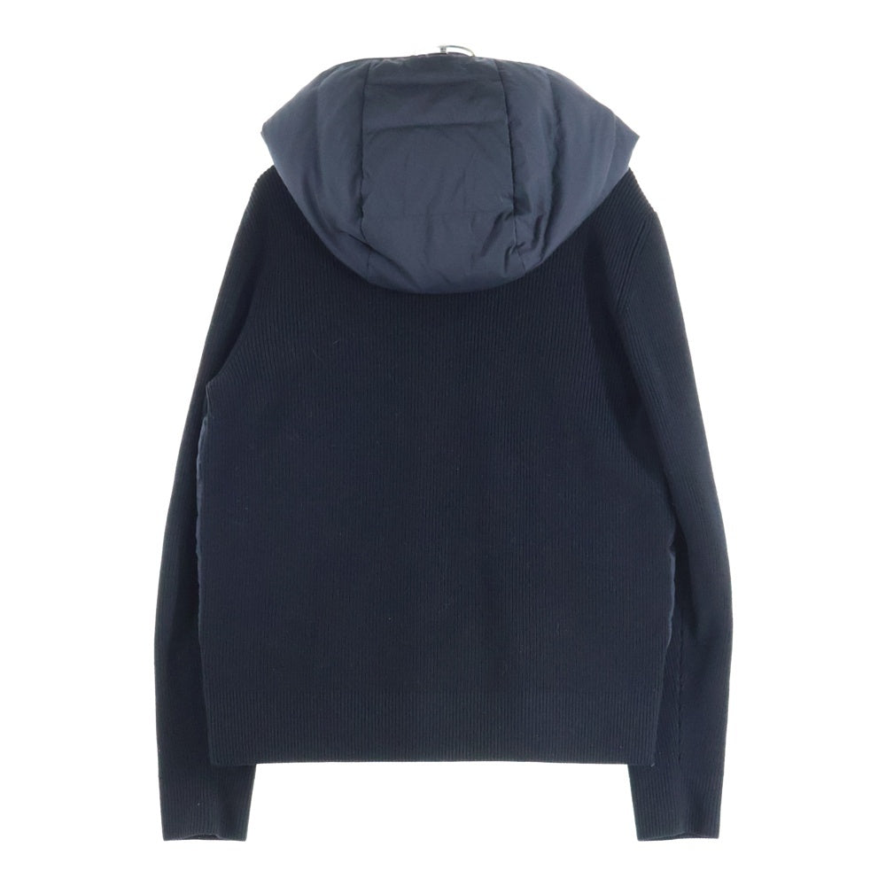MONCLER(モンクレール) 21AW ラバーワッペンロゴ ニット切り替え フーデッド ジップアップ ダウンジャケット ブラック G20919B00007 M1131