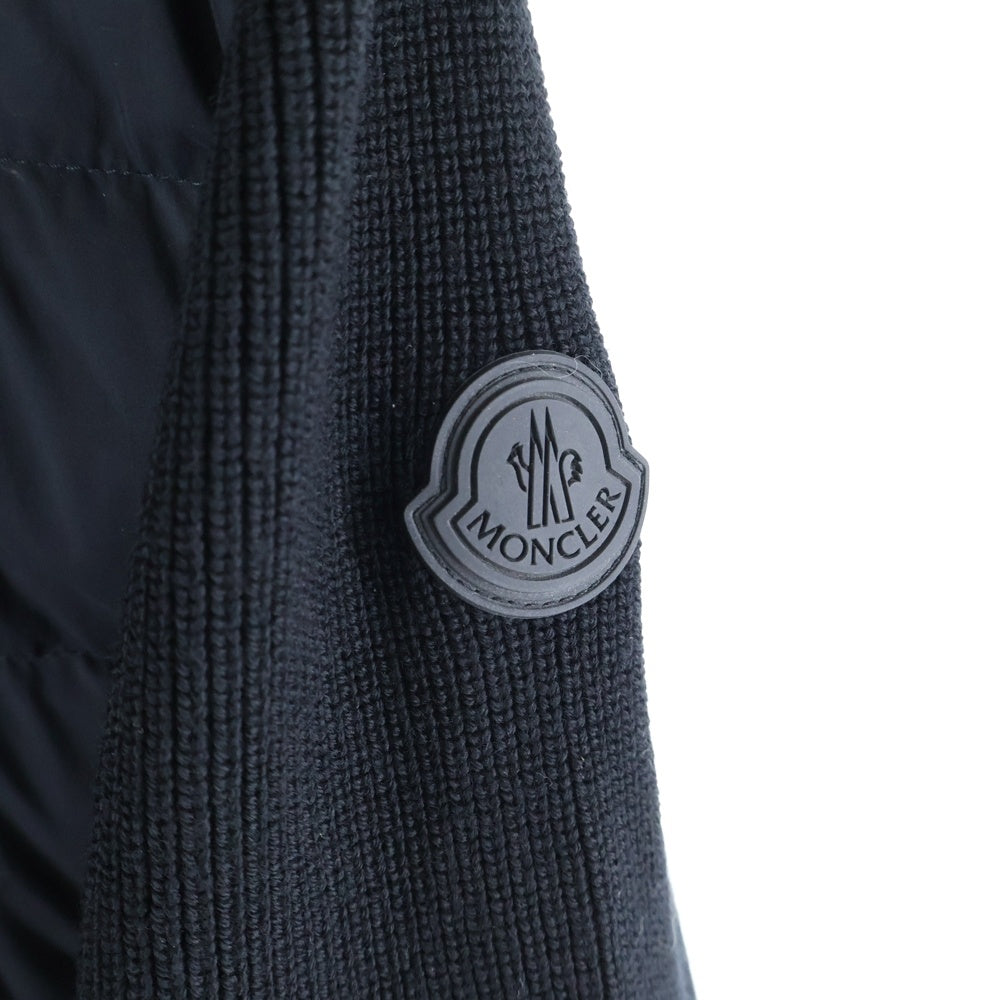 MONCLER(モンクレール) 21AW ラバーワッペンロゴ ニット切り替え フーデッド ジップアップ ダウンジャケット ブラック G20919B00007 M1131