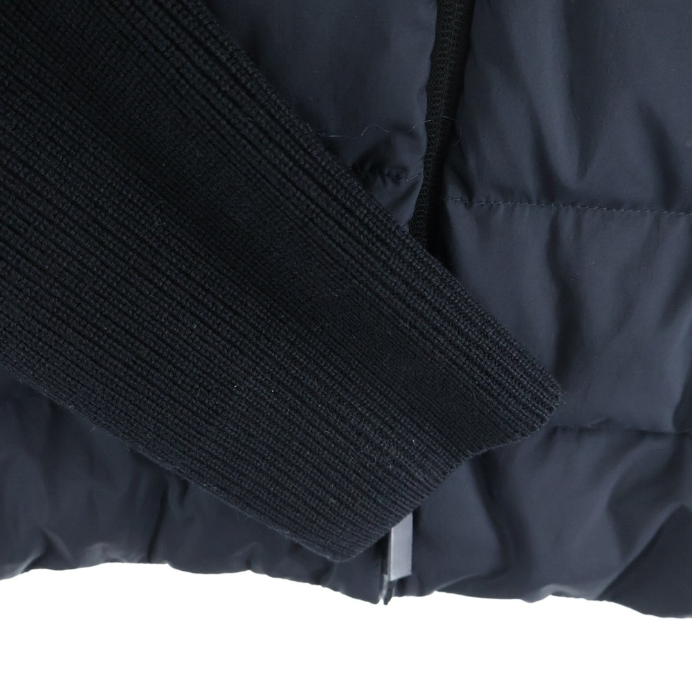 MONCLER(モンクレール) 21AW ラバーワッペンロゴ ニット切り替え フーデッド ジップアップ ダウンジャケット ブラック G20919B00007 M1131