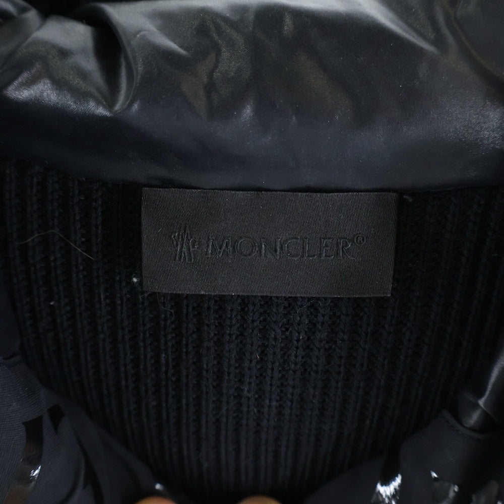 MONCLER(モンクレール) 21AW ラバーワッペンロゴ ニット切り替え フーデッド ジップアップ ダウンジャケット ブラック G20919B00007 M1131