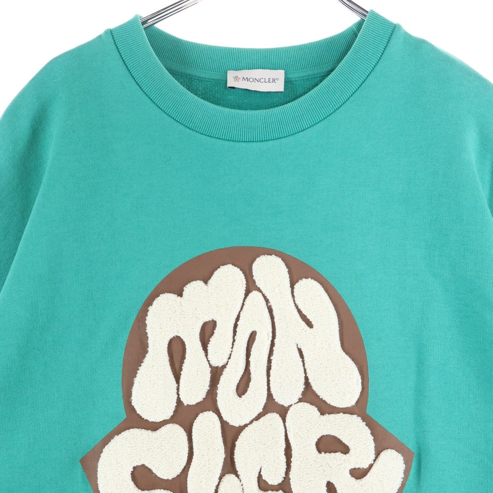 MONCLER(モンクレール) 22AW パイルロゴ刺繍 クルーネック プルオーバースウェット トレーナー グリーン H20918G00045 809KR