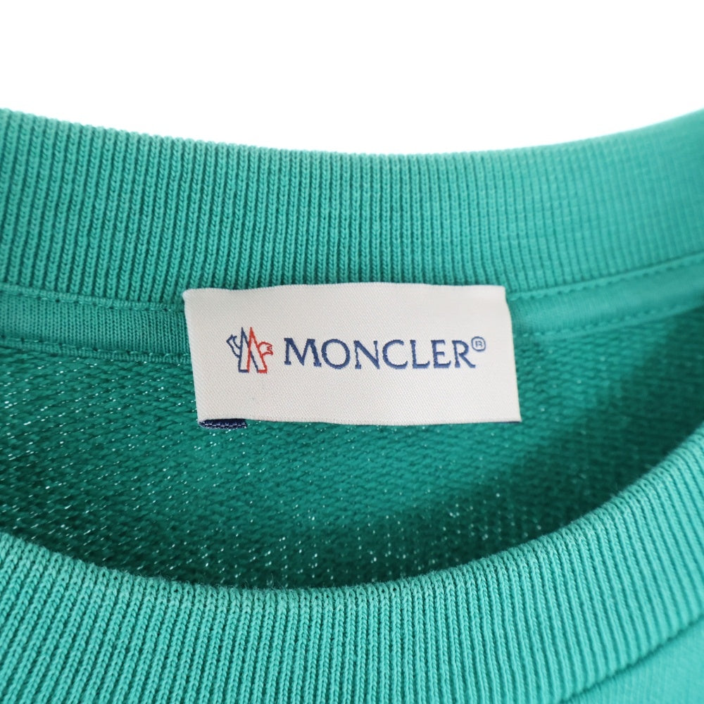 MONCLER(モンクレール) 22AW パイルロゴ刺繍 クルーネック プルオーバースウェット トレーナー グリーン H20918G00045 809KR