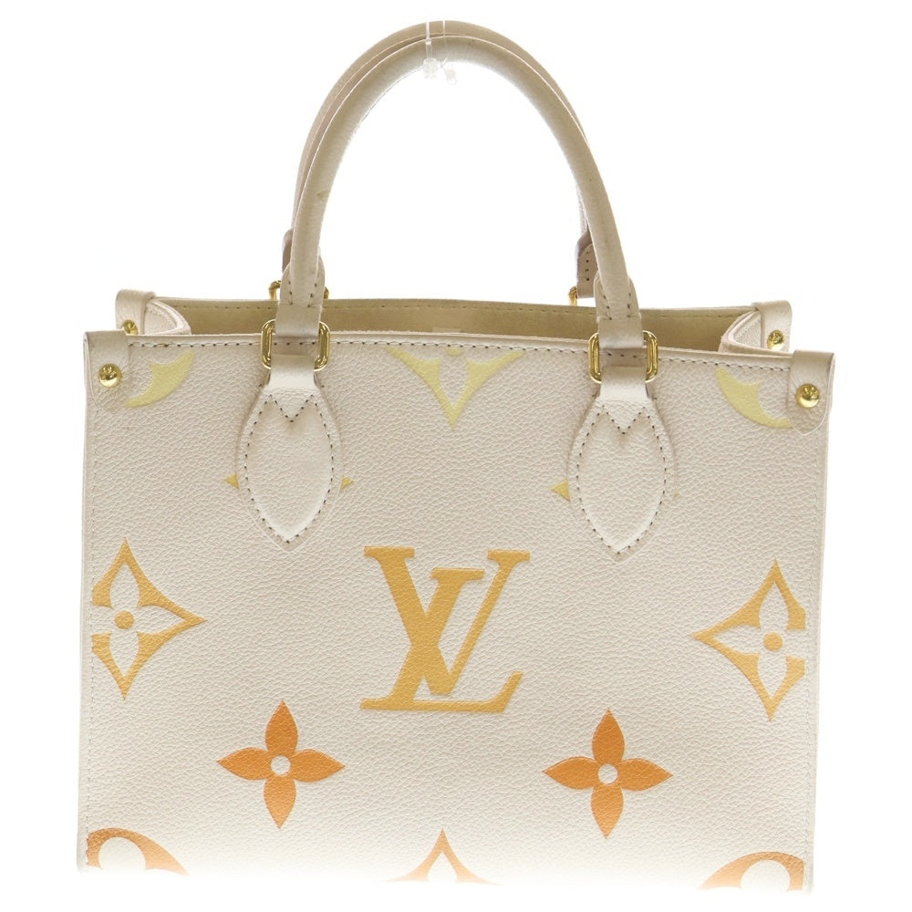 LOUIS VUITTON(ルイヴィトン) オンザゴーPM モノグラム アンプラント ジャイアント グラデーション レザー 2WAY ハンド ショルダーバッグ ゴールド金具 ベージュ/オレンジ M46513