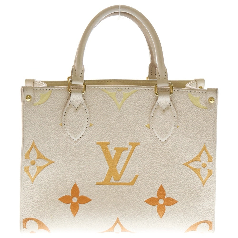 LOUIS VUITTON(ルイヴィトン) オンザゴーPM モノグラム アンプラント ジャイアント グラデーション レザー 2WAY ハンド ショルダーバッグ ゴールド金具 ベージュ/オレンジ M46513