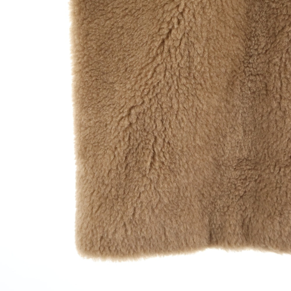 Max Mara(マックスマーラ) TEDDY テディベア シルク混 キャメル ボア ダブルブレスト チェスター ロングコート ブラウン レディース 2521016082