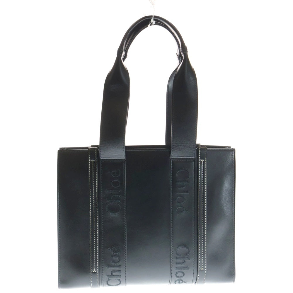 Chloe(クロエ) ウッディ ミディアム レザー ブラック トートバッグ