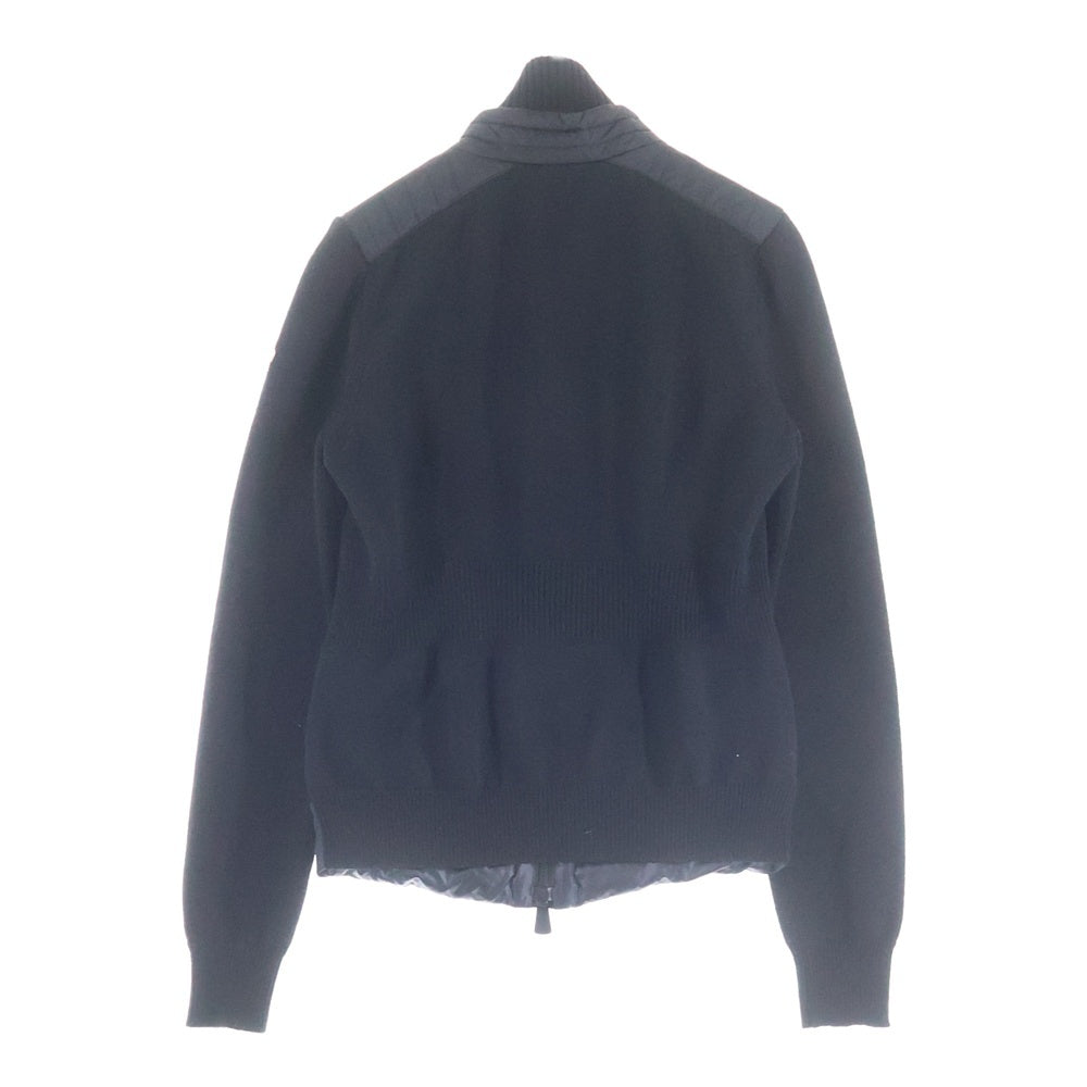 MONCLER(モンクレール) 21AW ワッペンロゴ ニット切り替え ジップアップ ダウンジャケット ブラック G20989B00010 A9462 レディース