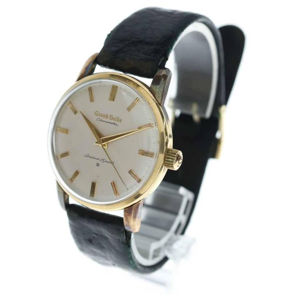 GRAND SEIKO(グランドセイコー) グランドセイコー ファーストモデル 白文字盤 ゴールド 14KFD/手巻き/社外革