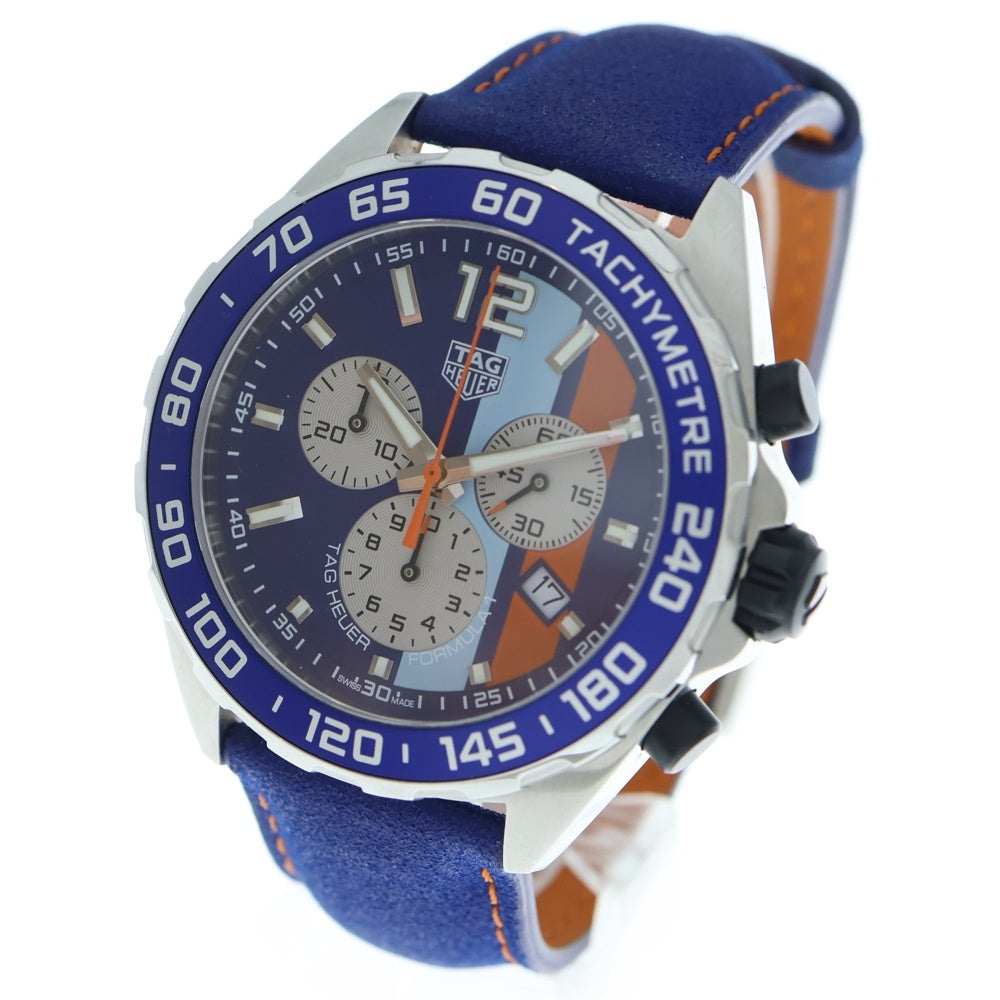 TAG HEUER(タグホイヤー) CAZ101N.FC8243 GULF SPECIAL EDITION FORMULA 1 フォーミュラ1 ガルフ クロノグラフ 青文字盤 SS×革/QZ ステンレス クォーツ 腕時計