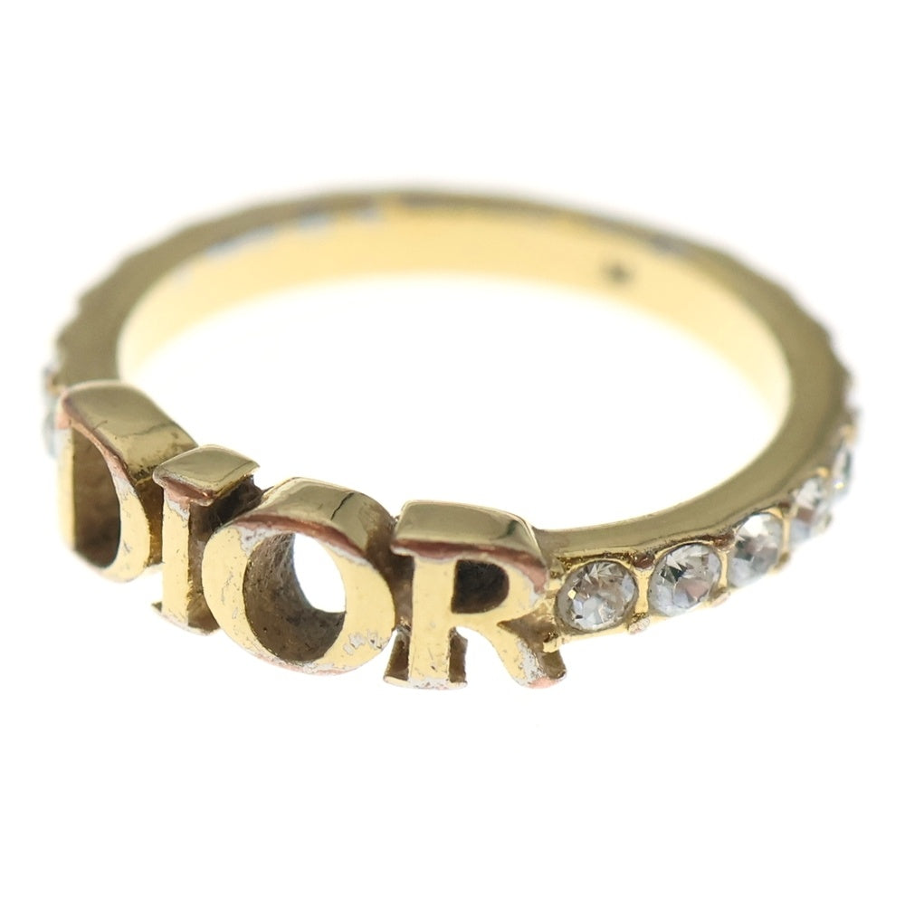 DIOR(ディオール) ロゴリング ラインストーン ゴールド GP #M レディース