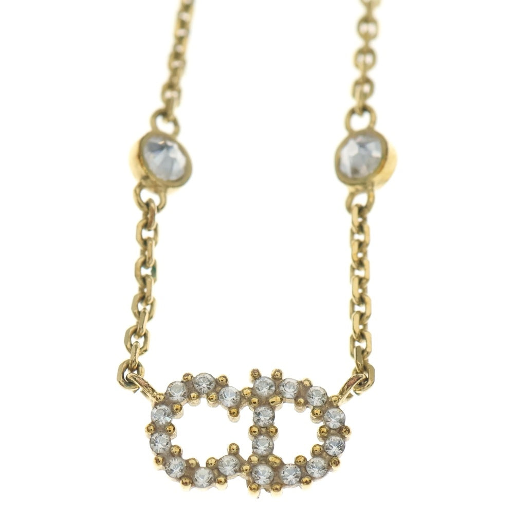 DIOR(ディオール) CDロゴ ラインストーンネックレス ペンダント チェーン ゴールド GP レディース