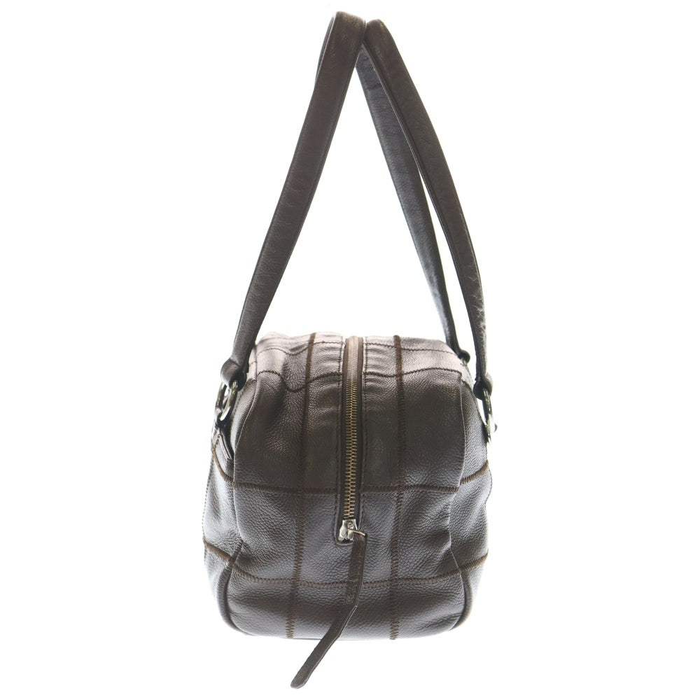 CHANEL(シャネル) チョコバー ボーリングバッグ ハンドバッグ ブラウン レザー シルバー金具 レディース